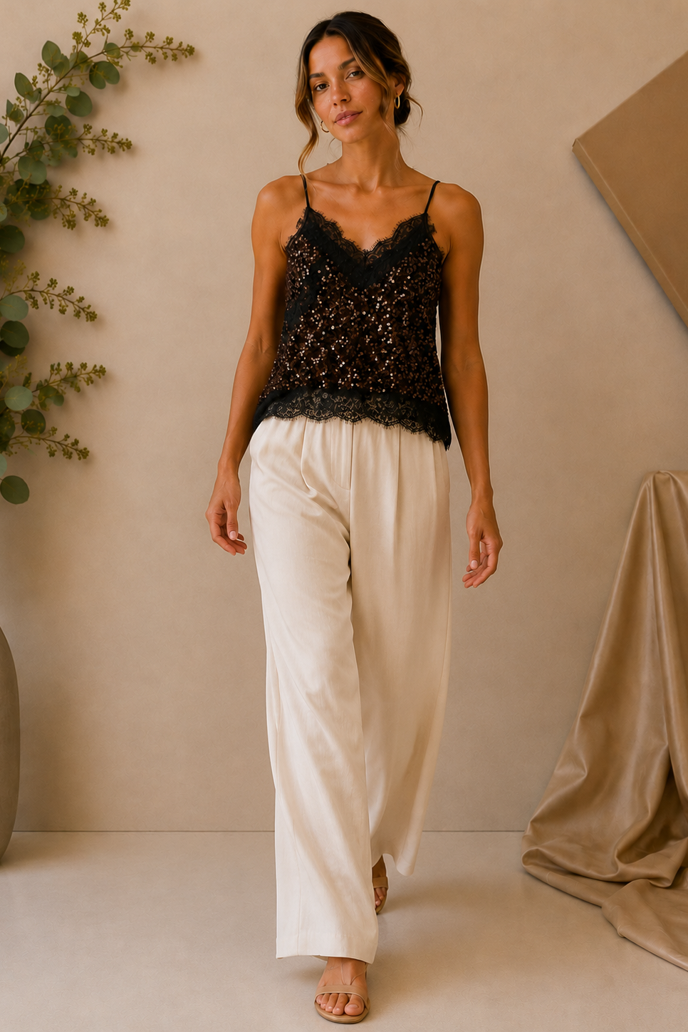 Sequined Lace Camisole