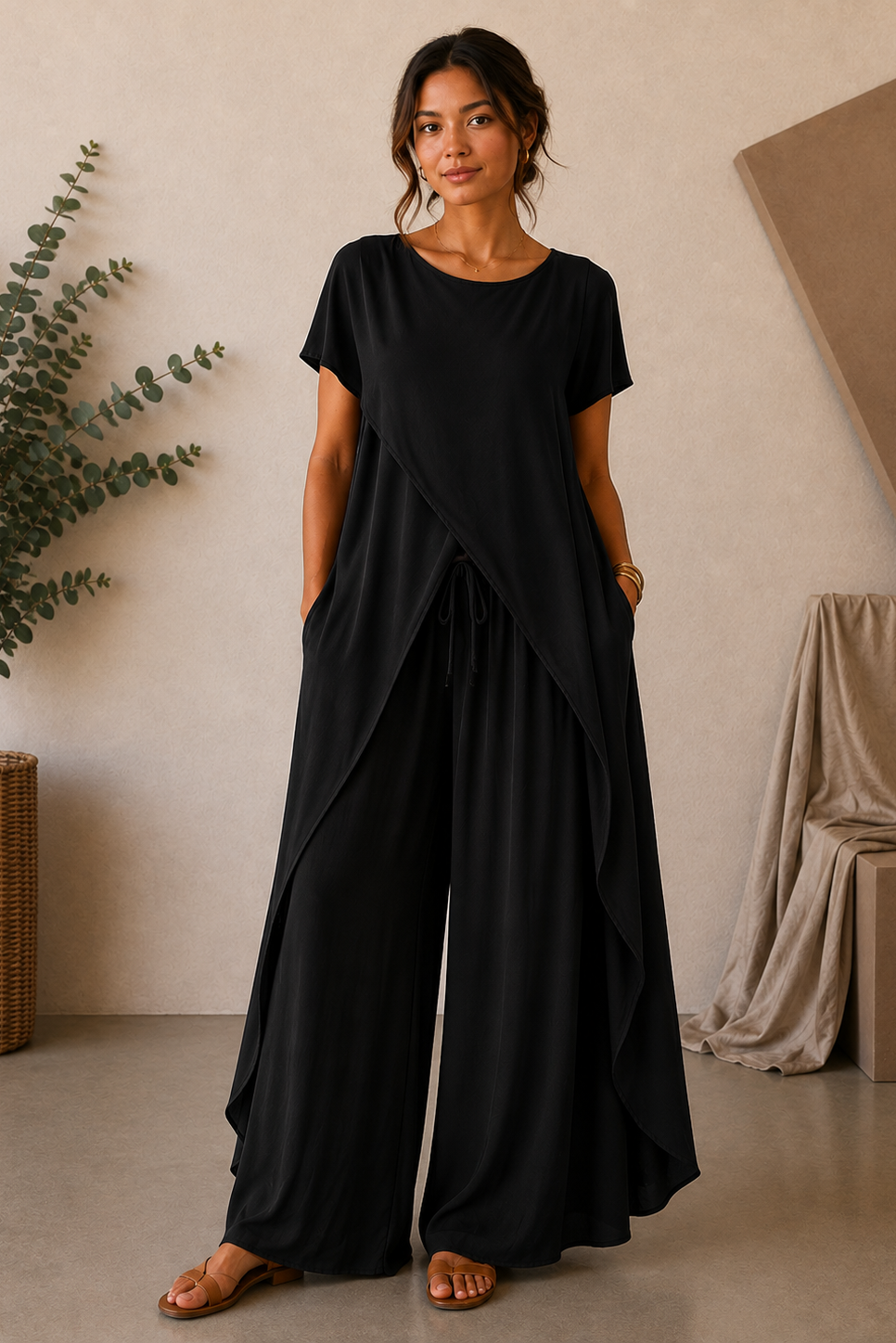 Sienna Muse Satin Co-Ord - Black
