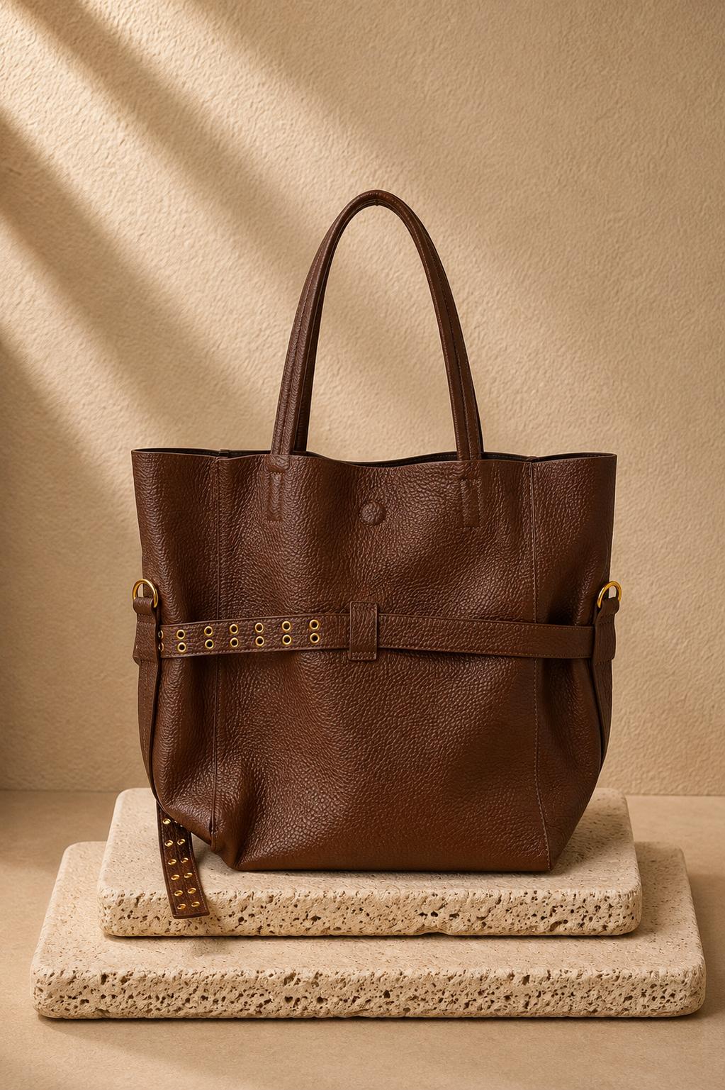 Sloane Belted Tote Chocolate