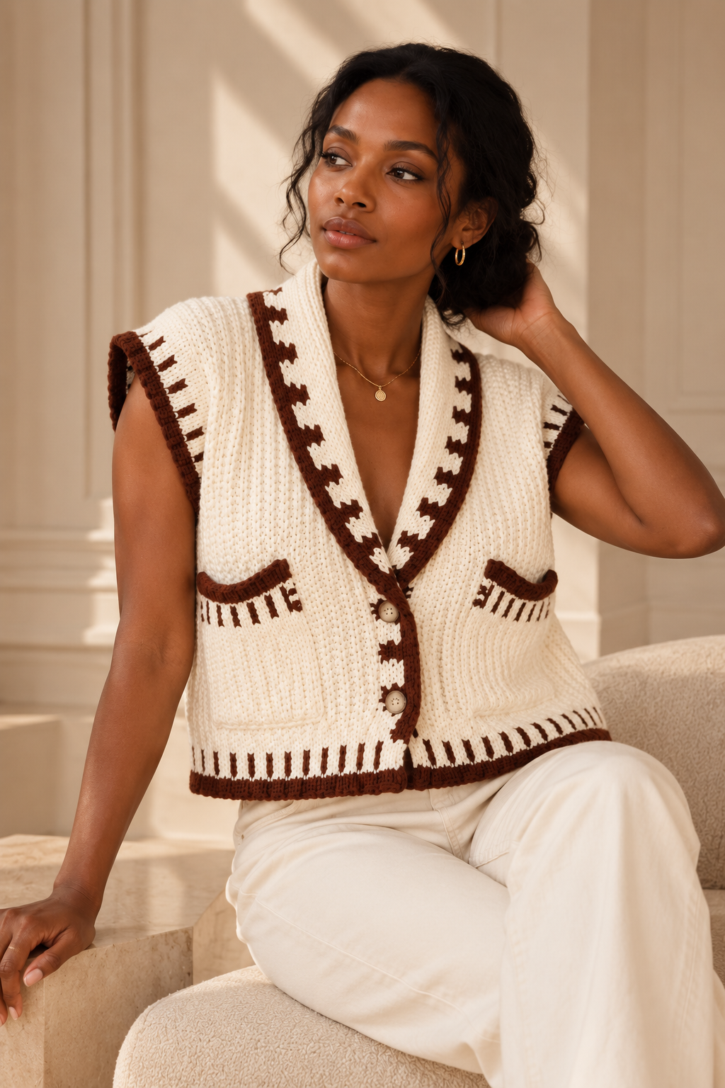 Kensington Contrast Knit Gilet