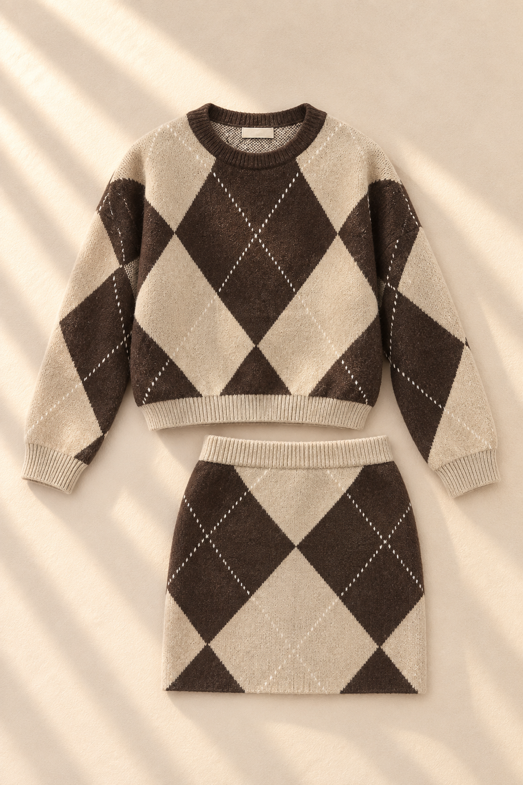 Valenne Knit Set - Coffee/Tan