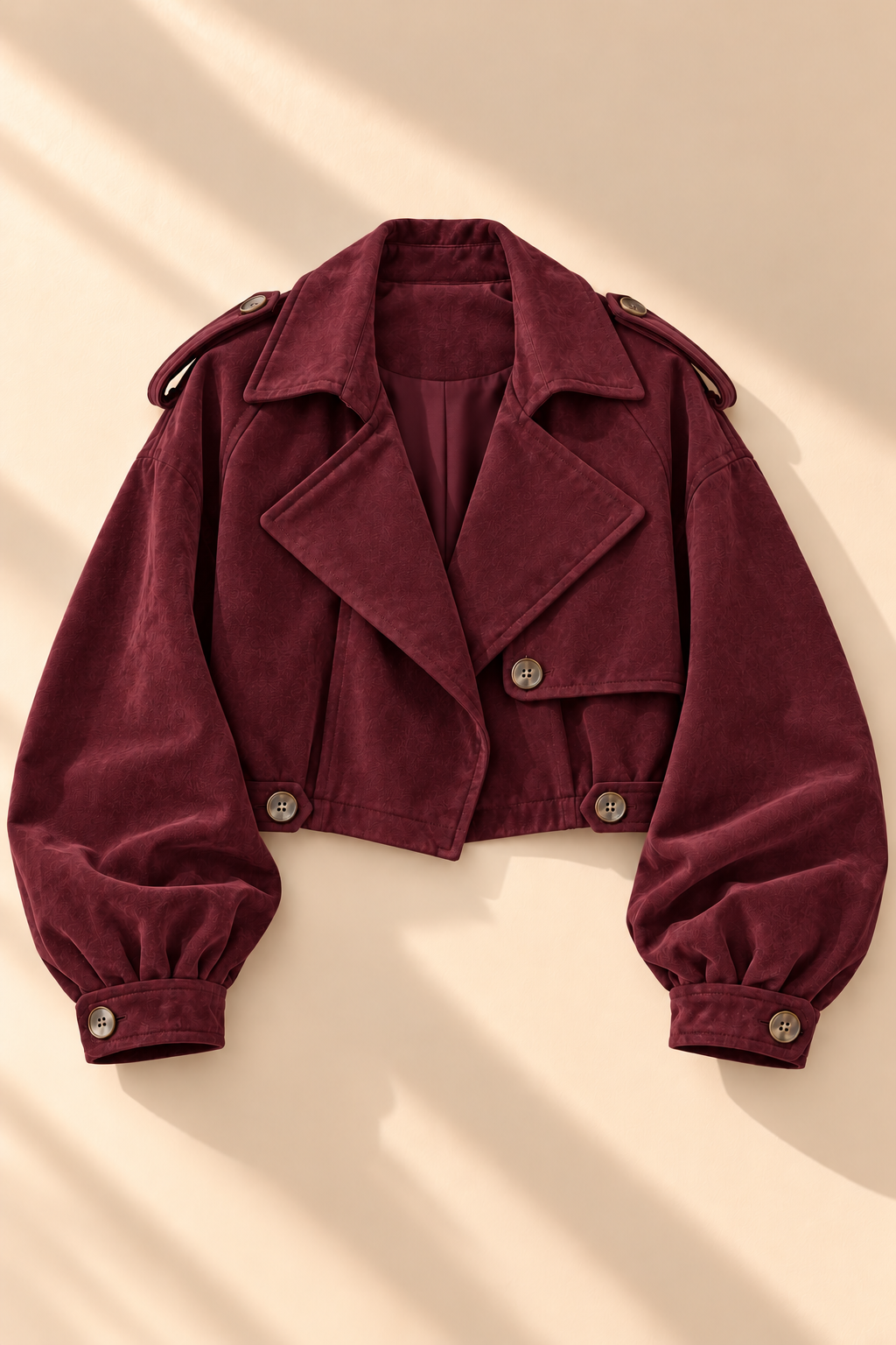 Vallée Cropped Cord Jacket - Burgundy