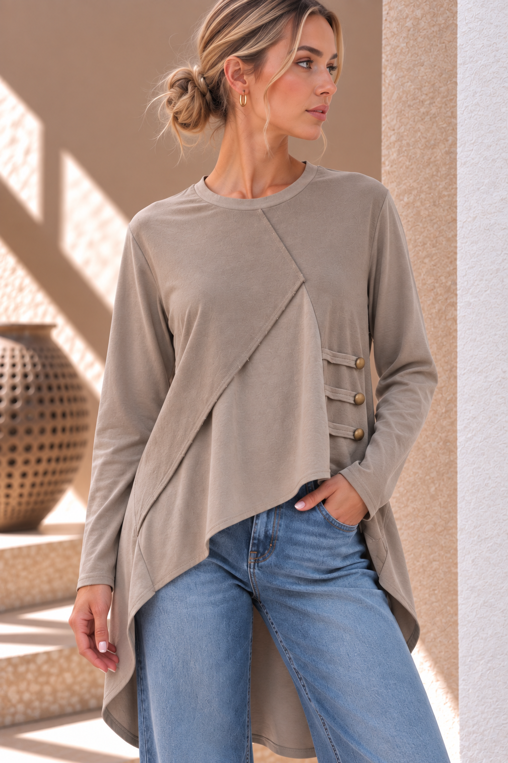 Vesper Asymmetric Top – Taupe