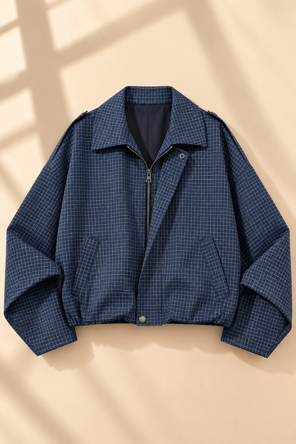 Veyra Check Cropped Jacket – Blue