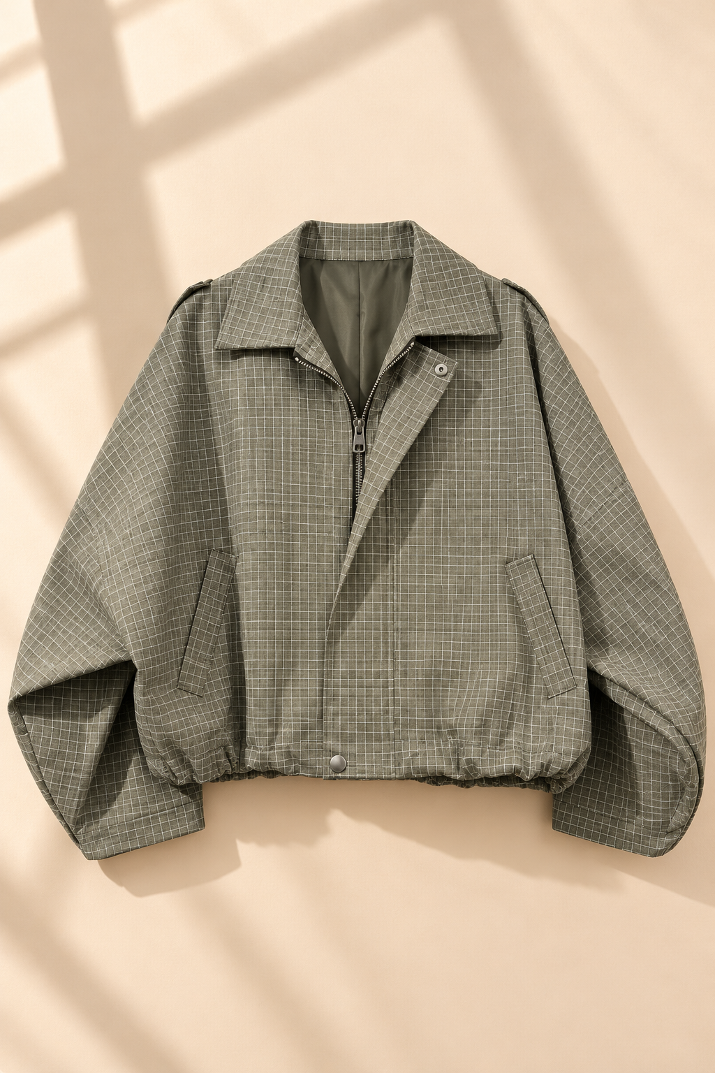 Veyra Check Cropped Jacket – Green
