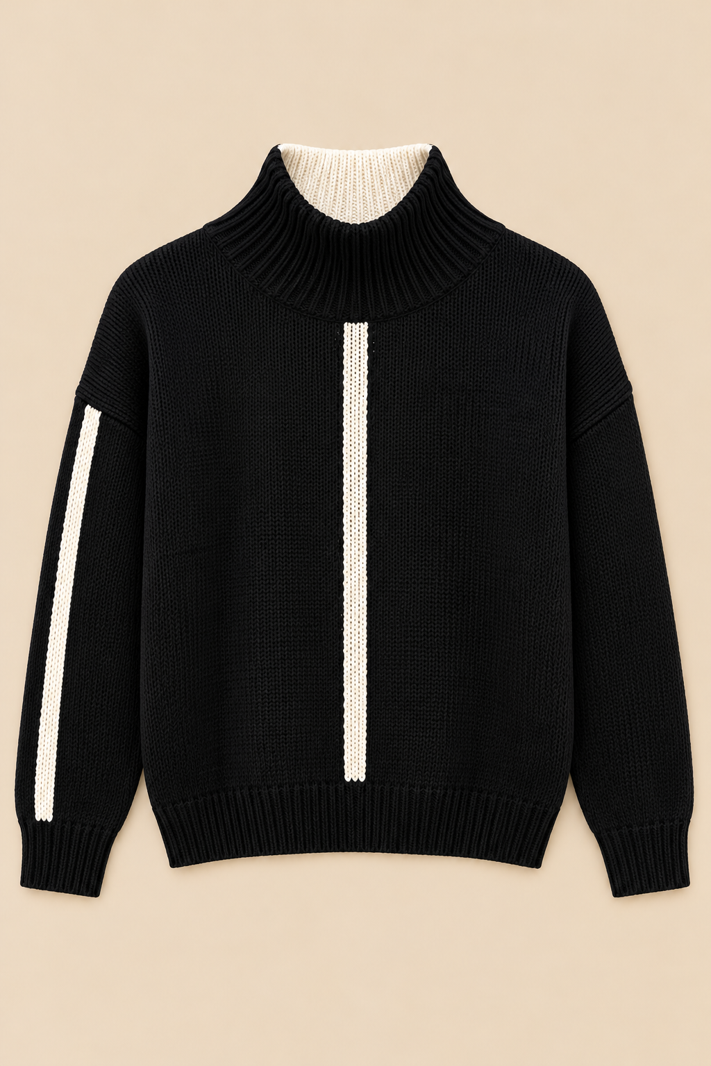 Vienna Contrast Stripe Knit Jumper – Black