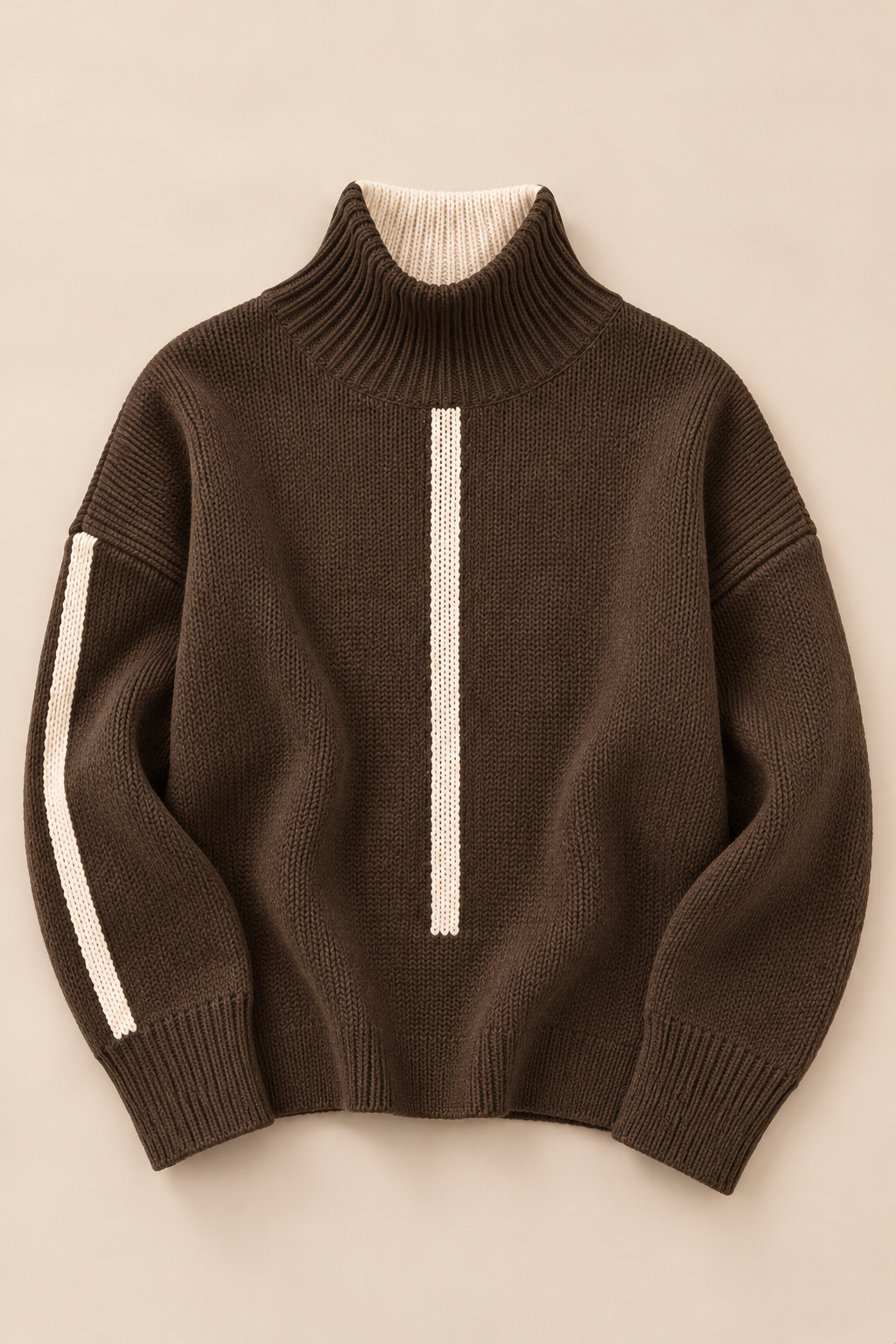 Vienna Contrast Stripe Knit Jumper – Brown