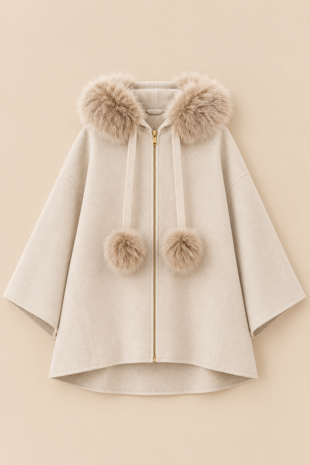 Virelle Fur Trim Cape – Cream