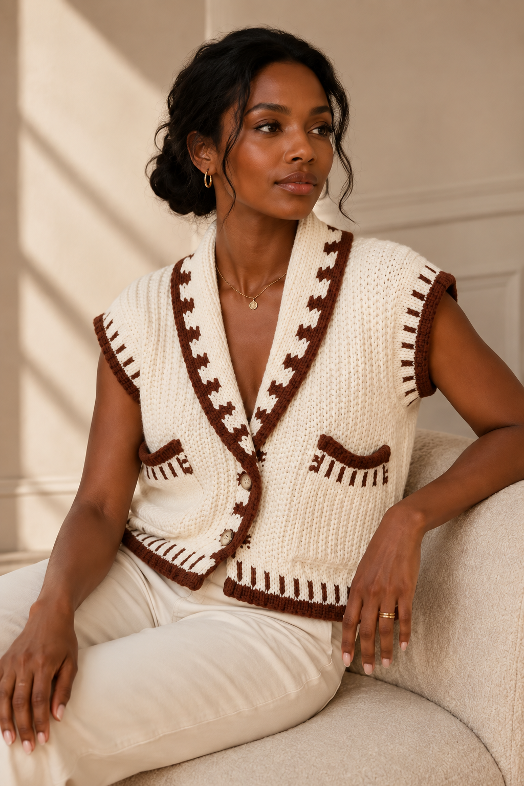 Kensington Contrast Knit Gilet