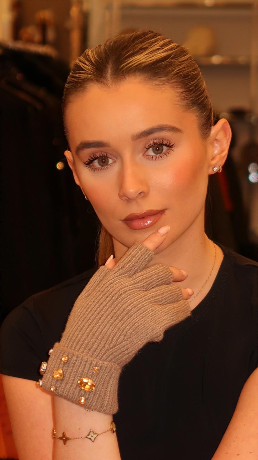 Rhea Gemstone Fingerless Gloves