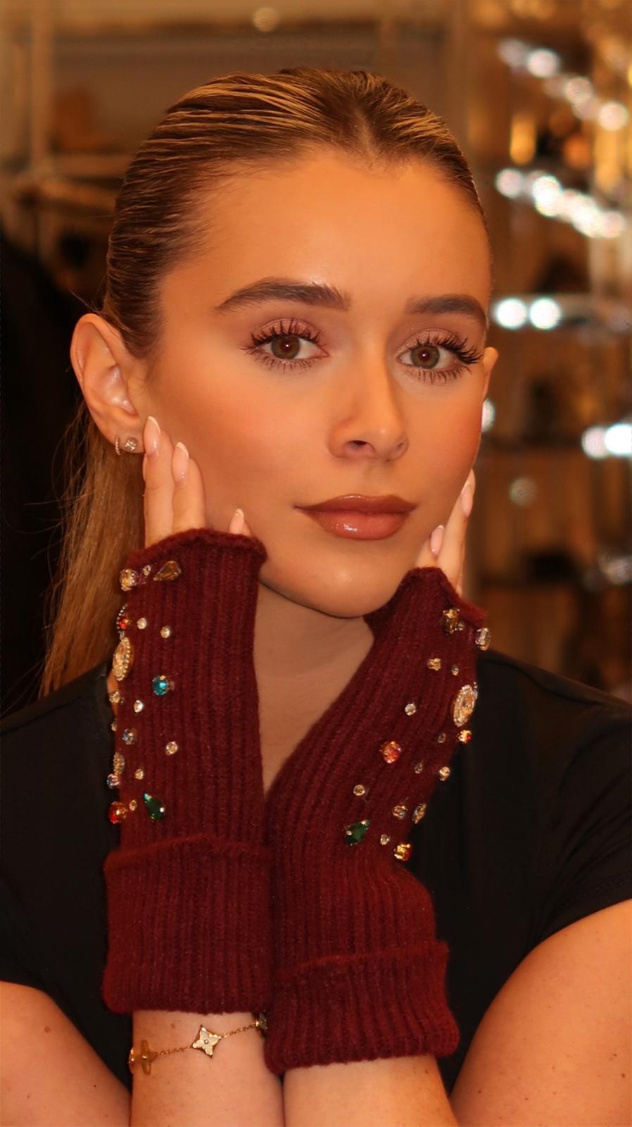 Rhea Gemstone Fingerless Gloves