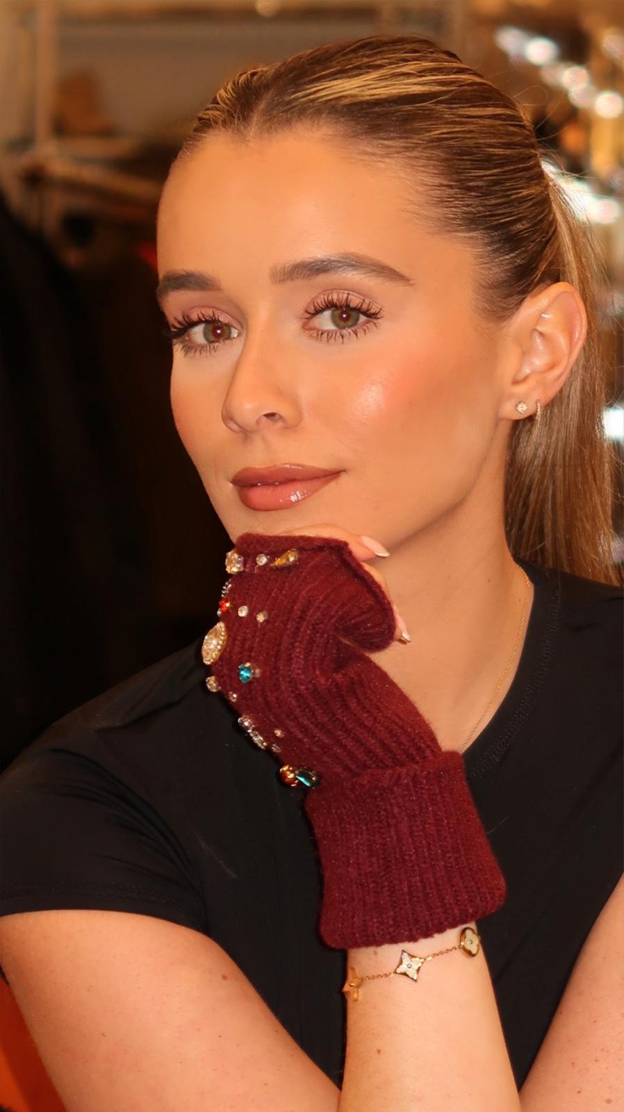 Rhea Gemstone Fingerless Gloves