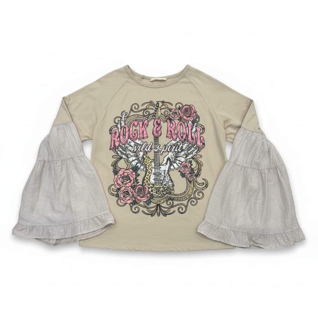 Vintage Bloom Statement Top – Sand Beige