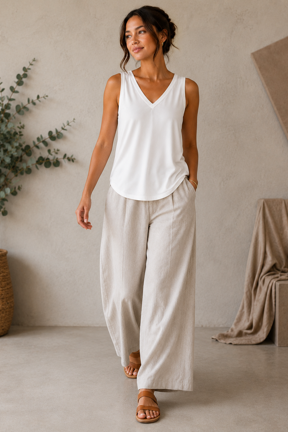 White Silk Tank Top